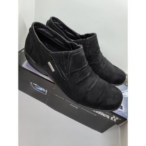 Romika Loafer Shoes Women's Size 6 Black‎ Suede Comfort Waterproof Wedge Slip On